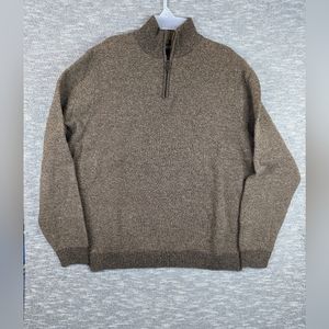 Brooks Brothers Sweater Men’s XL 100% Lambs Wool 1/4 Zip Brown
